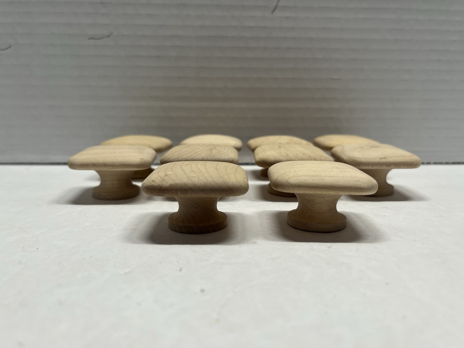 Vintage Lot (10) NOS Square Natural/Unfunished Fixed Wood Drawer/Cabinet Knobs