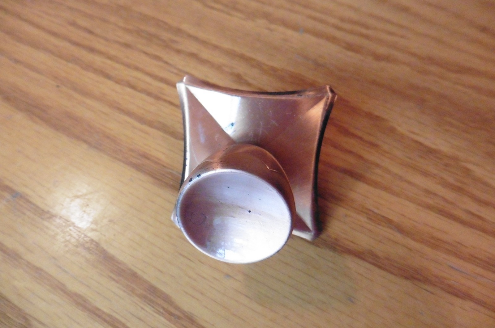Vintage drawer knob Montgomery Ward Polished copper plate back plate Retro pull