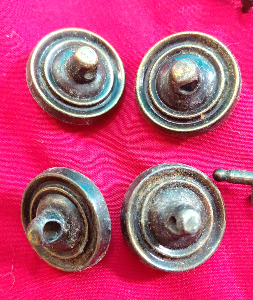 Antique Solid Brass Drawer Bail Drop Handle Pulls Lot of 4 Patina 2 Designs