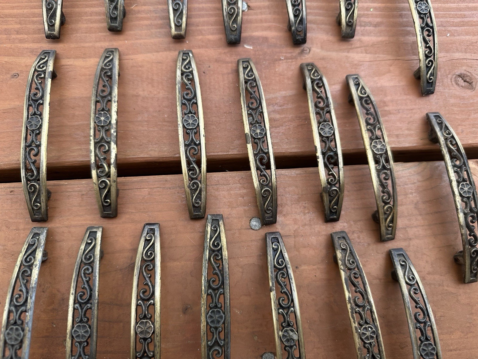 Vintage Ajax Filigree Ornate Handle Pulls For Drawers Cabinets Matching Hinges