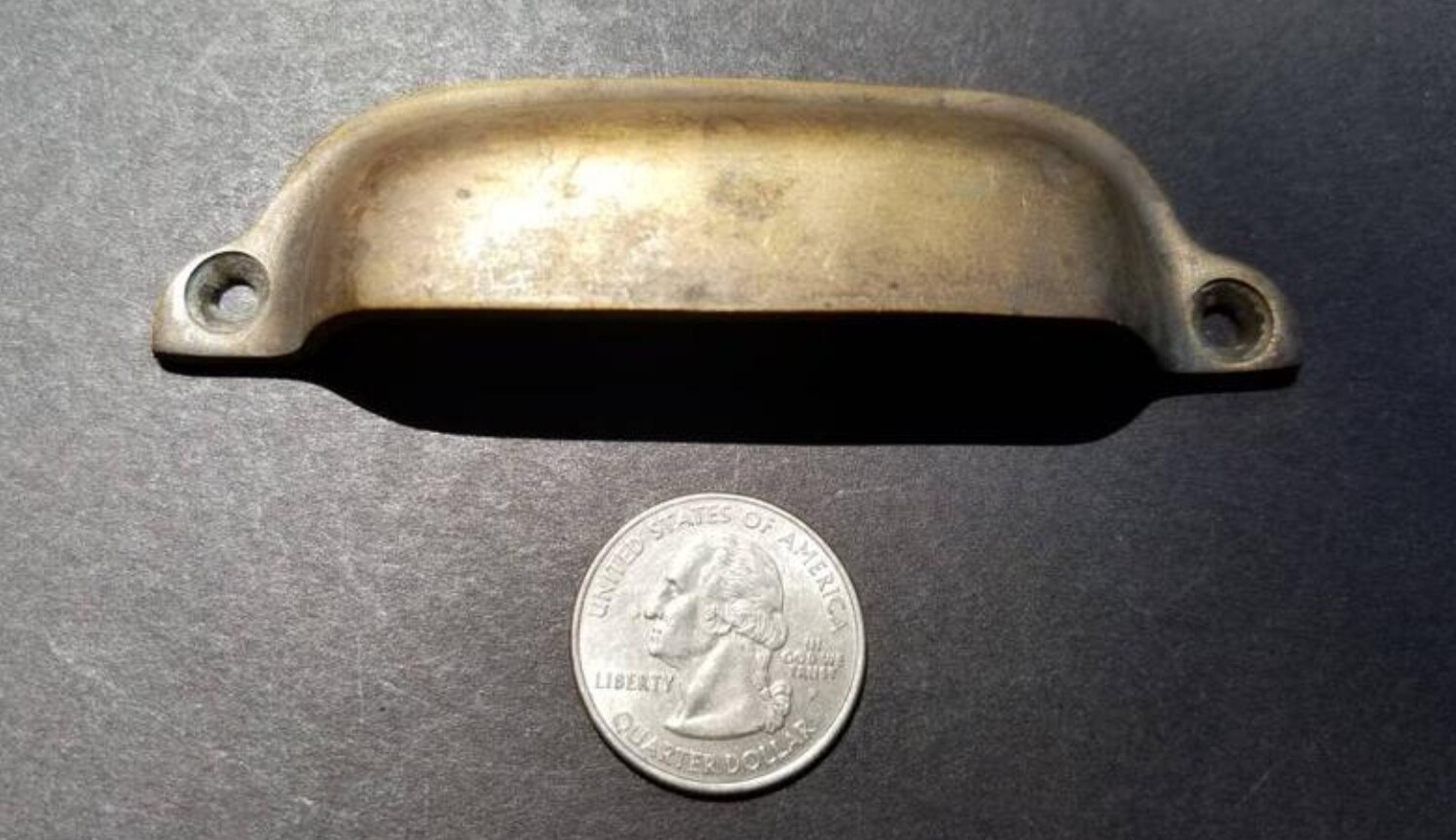 4 Ant Style Solid Brass Apothecary Cup Drawer Bin Pull Handles 3-3/8″ cntrs #A19