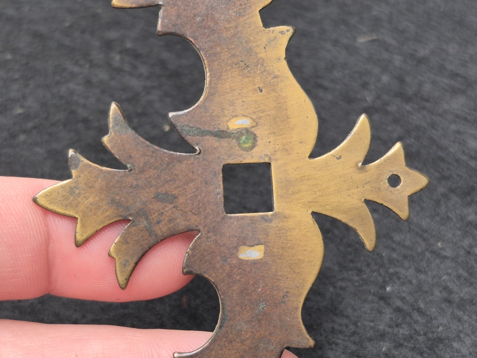 Antique Chippendale Colonial Drawer Cabinet Pull Back Plate Furniture Hardware