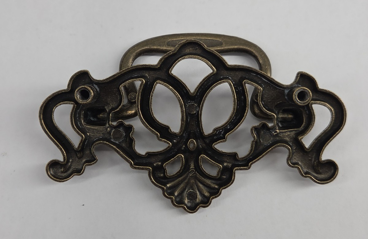 Vintage Lot of 2 Chippendale Pierced Batwing Drawer Pull Handles Brass Pulls