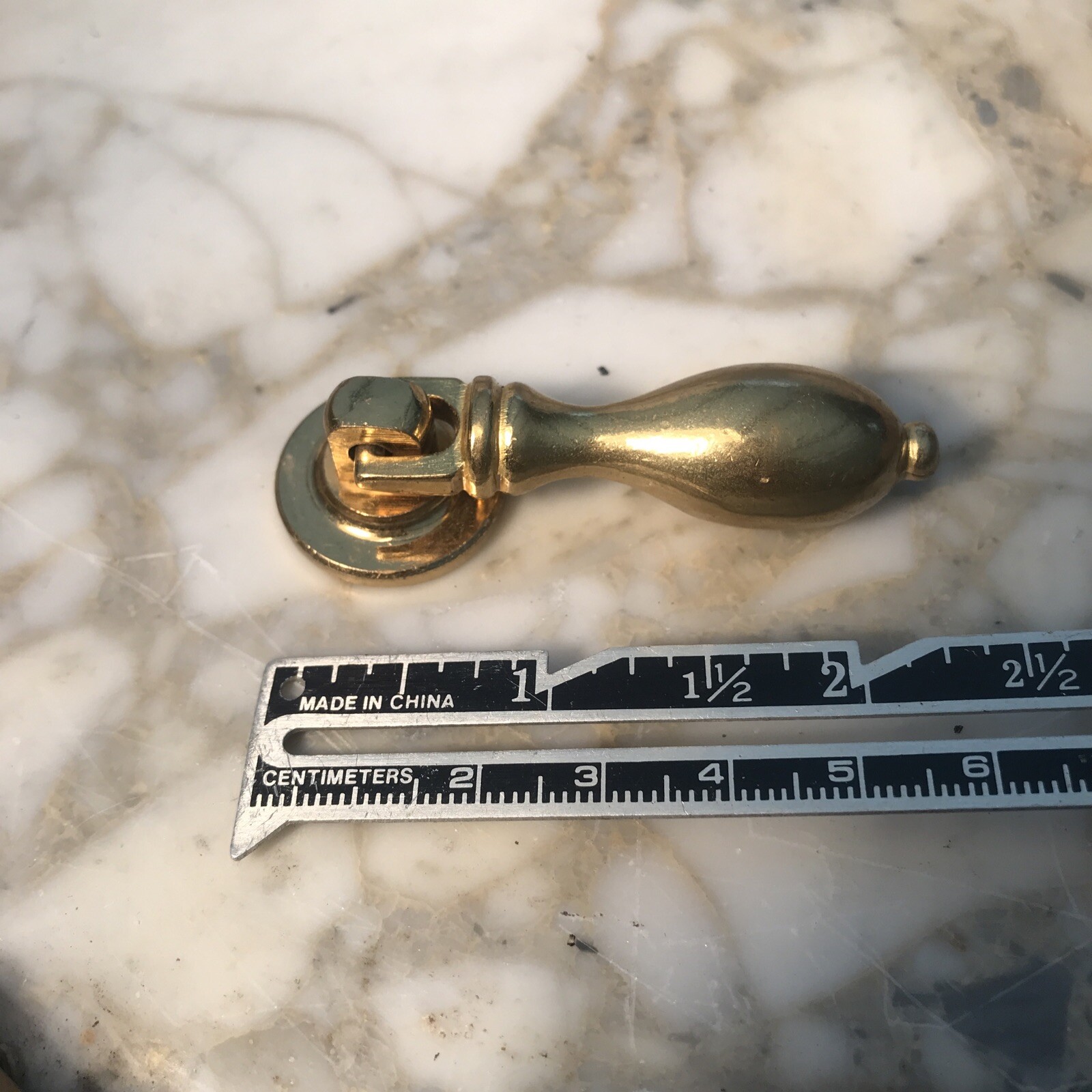 Vintage French drop Pull Polished brass Door Drawer Gold Knob Teardrop Cabinet