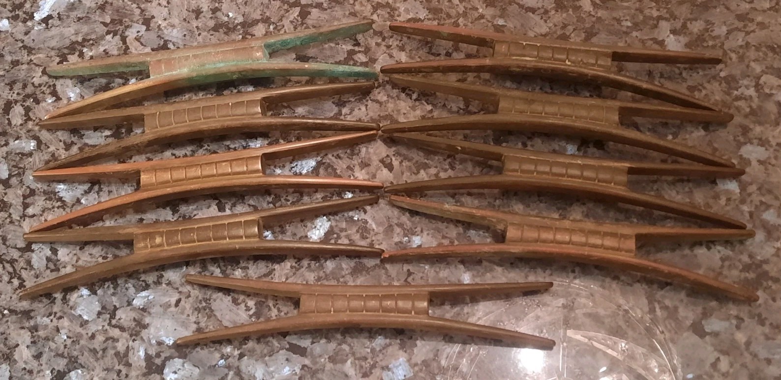 LOT of (10) Vintage 9″ Solid Brass Cabinet Drawer Handle Pulls – Approx. 10 lbs.