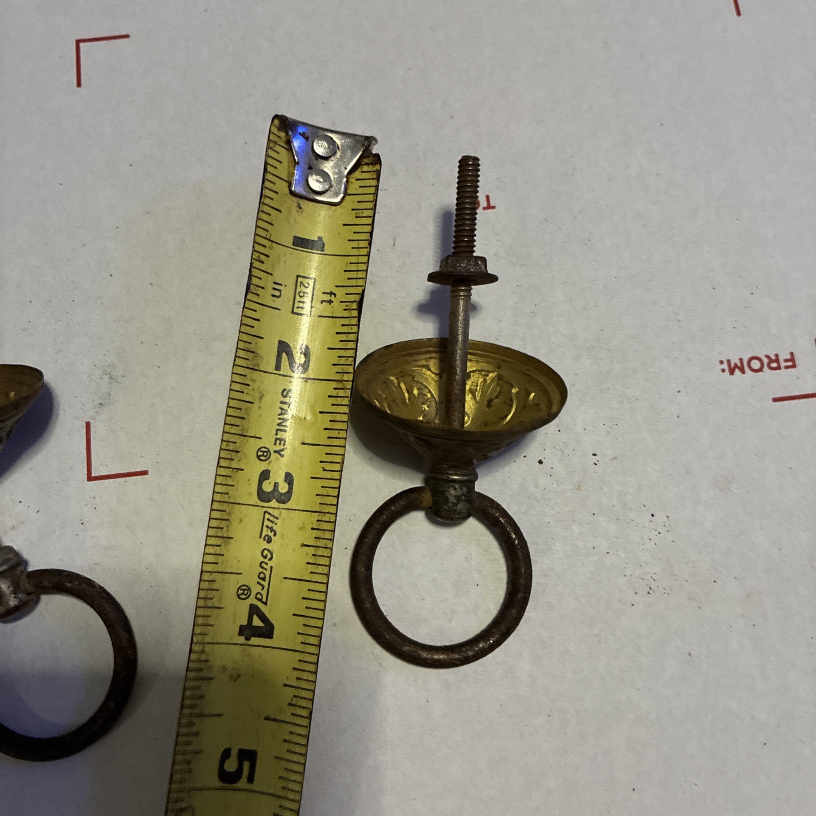 Vintage/Antique Drop Ring Pulls Door Dresser Handles Furniture Hardware Lot of 2