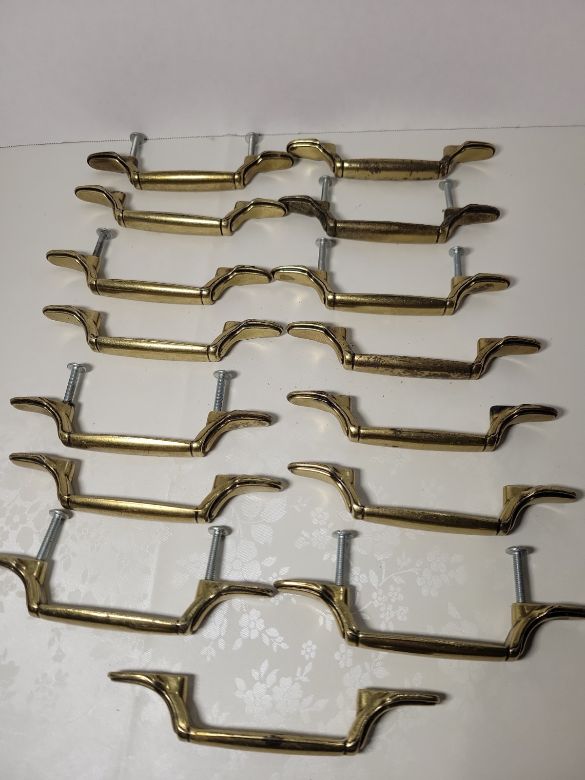 13 Vtg Brass Drawer Pull Handle Cabinet Pull Dresser Handles Traditional 63842