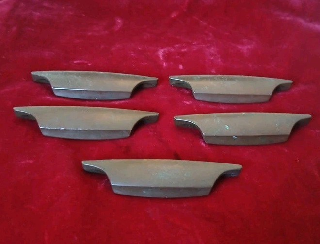 Set of Five (5) MCM Copper Drawer Pulls 3.5″ Across 1.75″ Centers Ajax? Amerock?