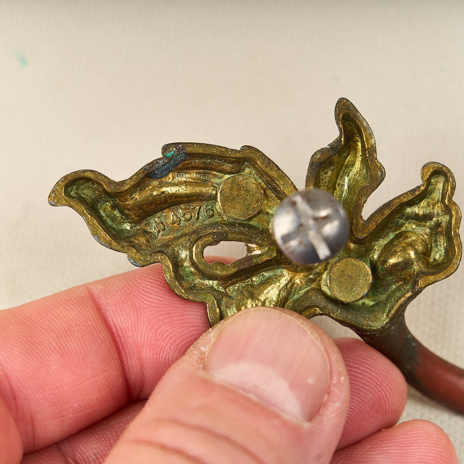 Vintage French Provincial Dresser Drawer Pull Keeler Brass Co N4576 3″ Spacing