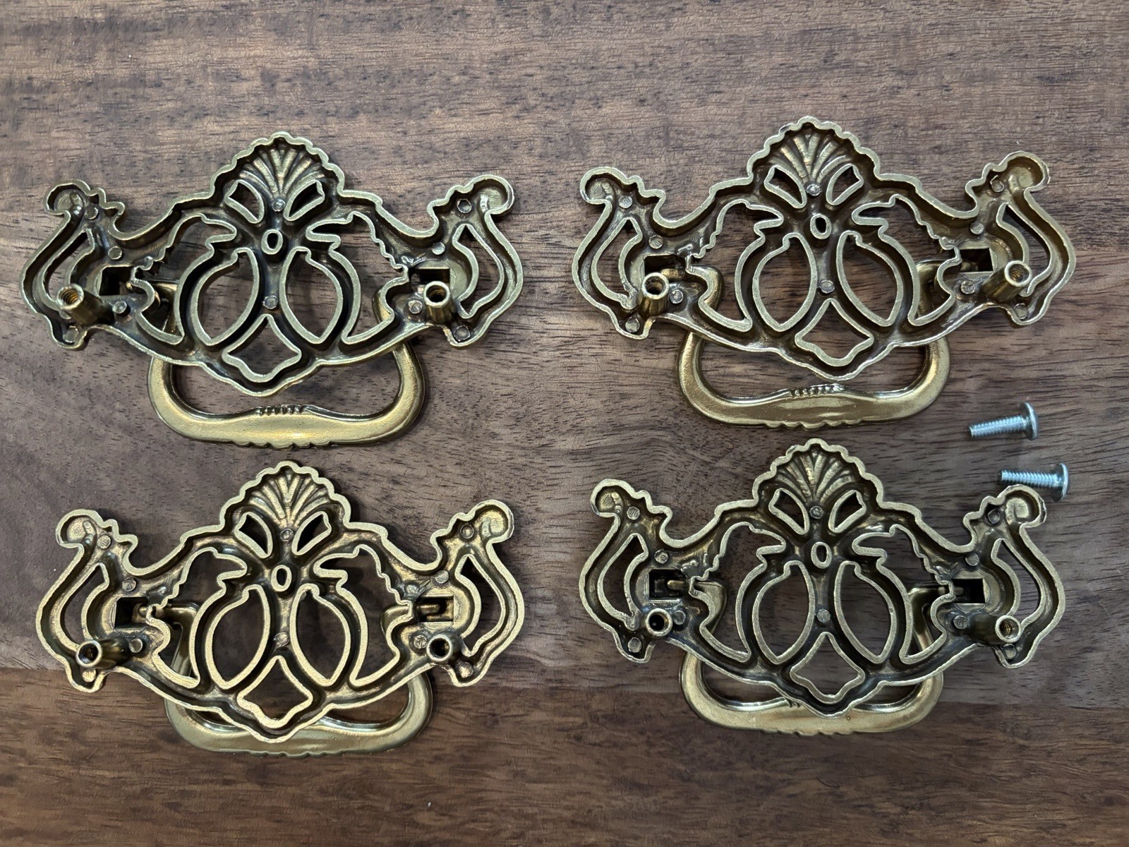 (4 Pack) 3 inch Chippendale Bail Pull Antique English-vintage solid Brass