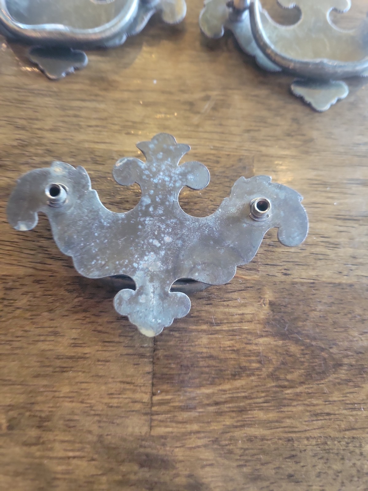 Set of 9 Vintage Brass Bronze Plate Batwing Drawer Pulls Chippendale Style M