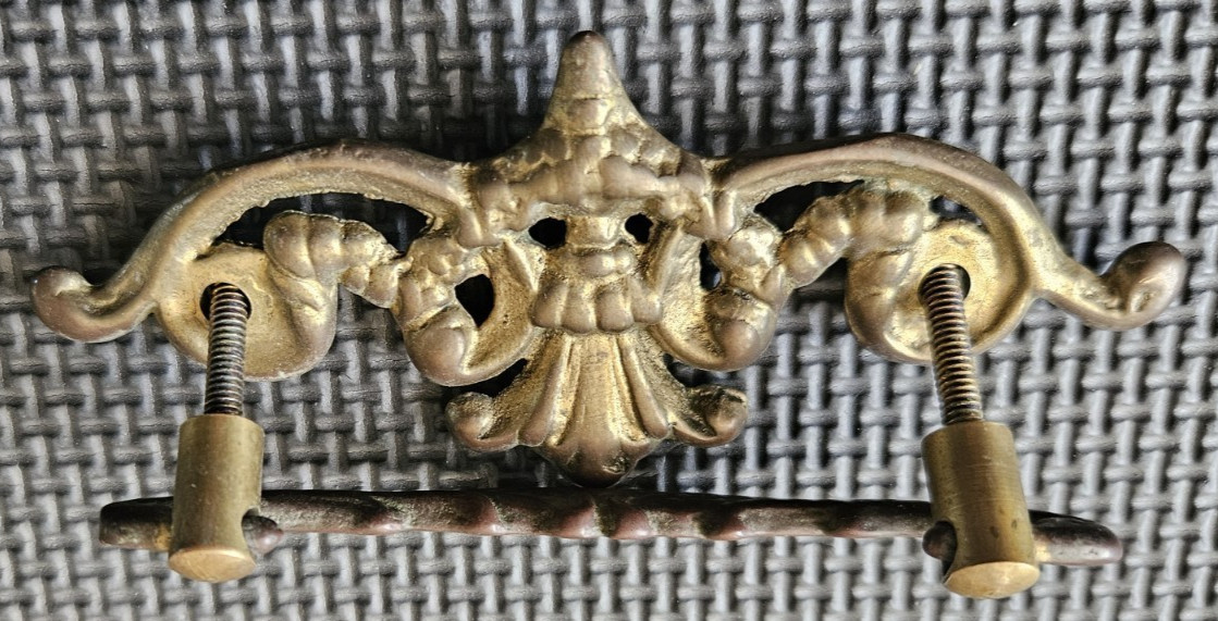 RARE Large Antique Ornate Brass France Chippendale Batwing Drawer Pull FREESHIP