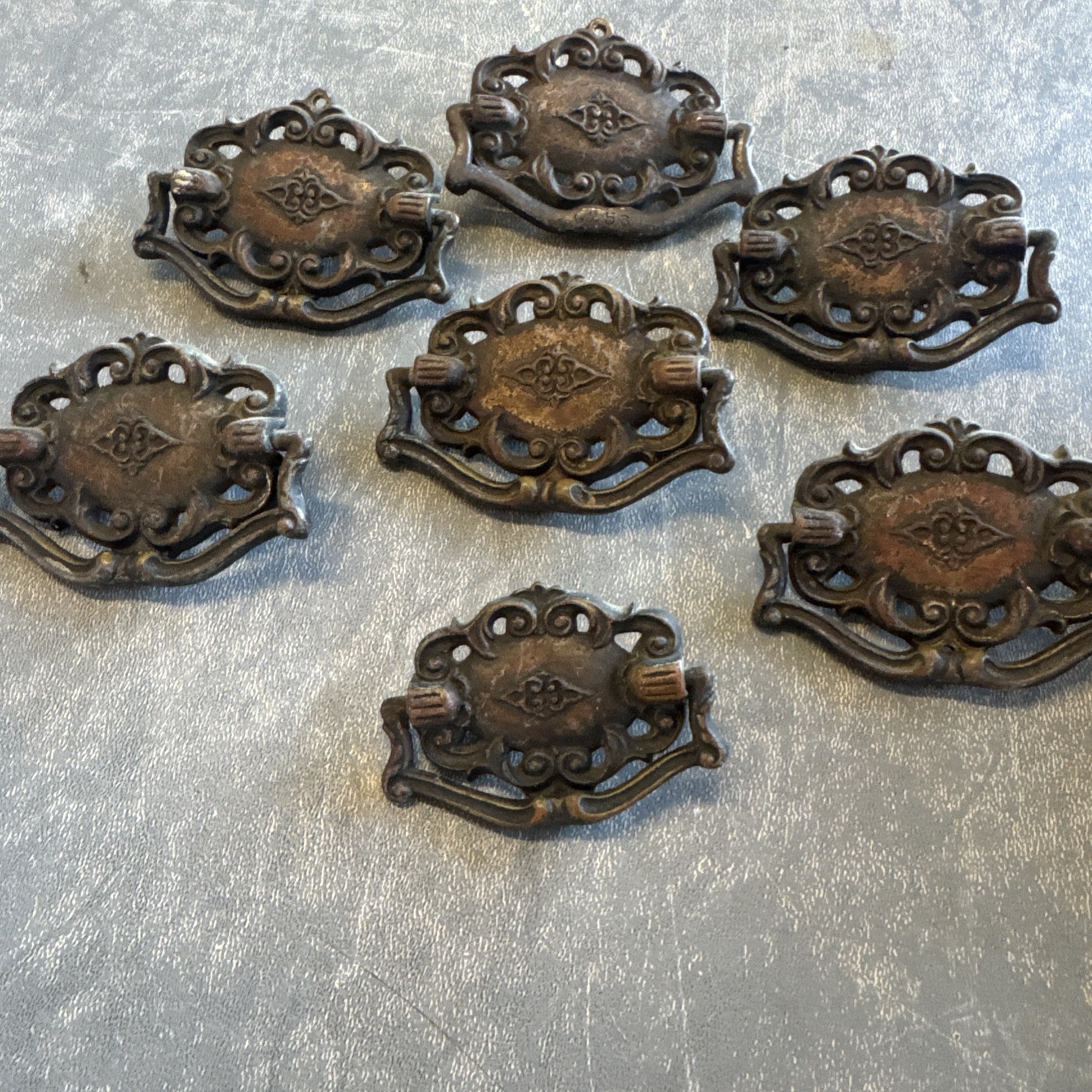 1920s Spanish drawer pulls 6pc