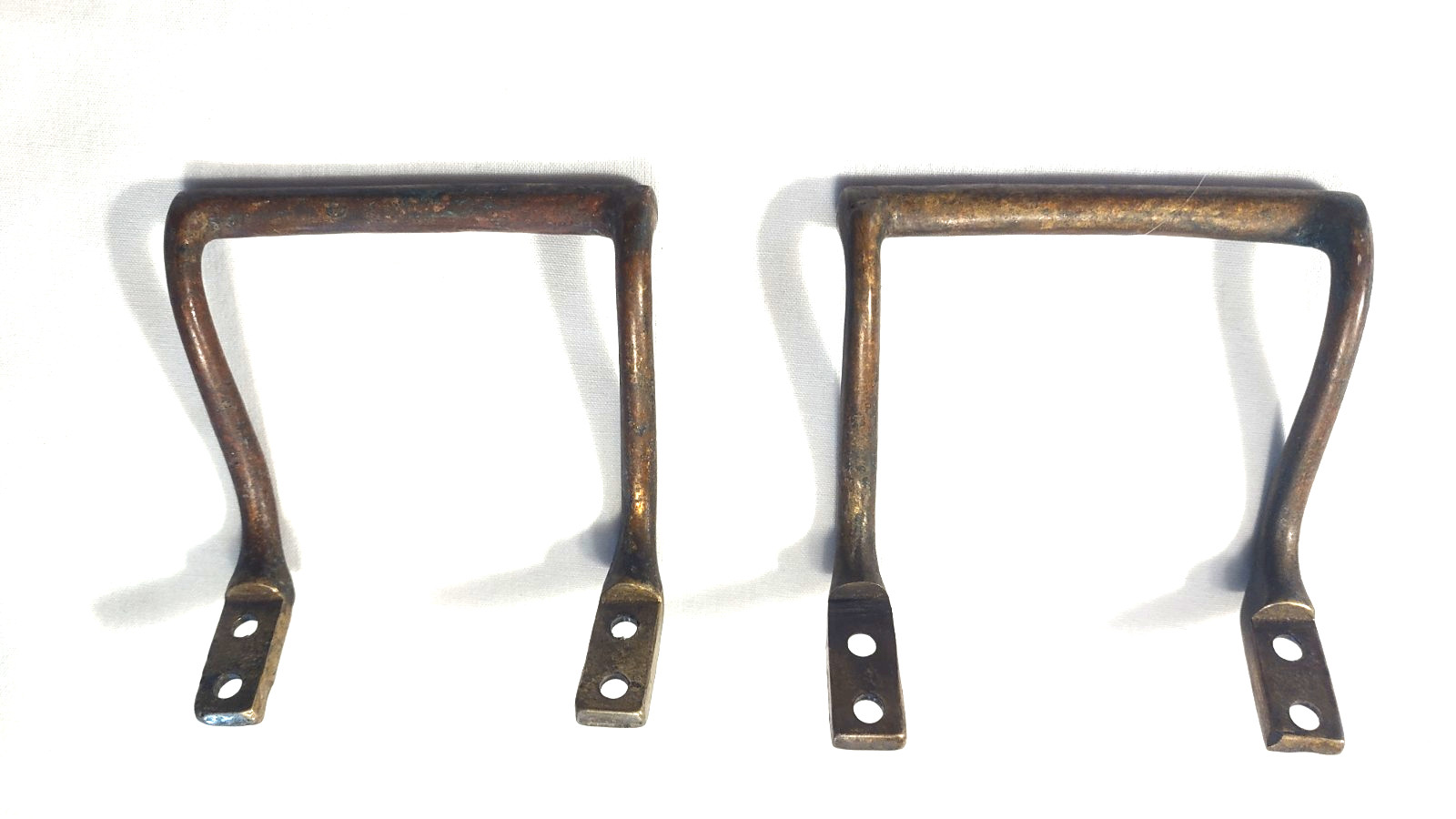 Pair of Vintage Brass Hand Forged Square Handles. 2 1/2″ Unknown Origin.