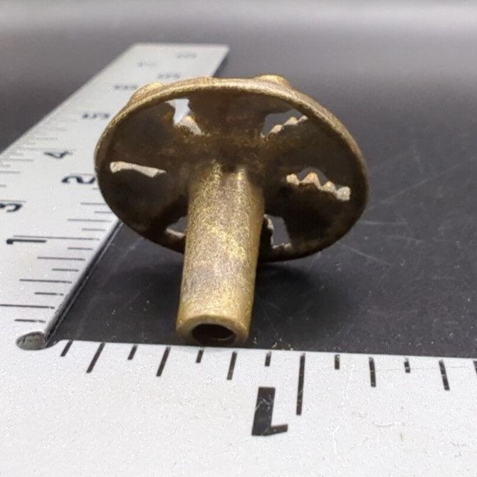 Antique Cast Brass Drawer Knob Pull Ornate Brass Raised Relief Design w/screw
