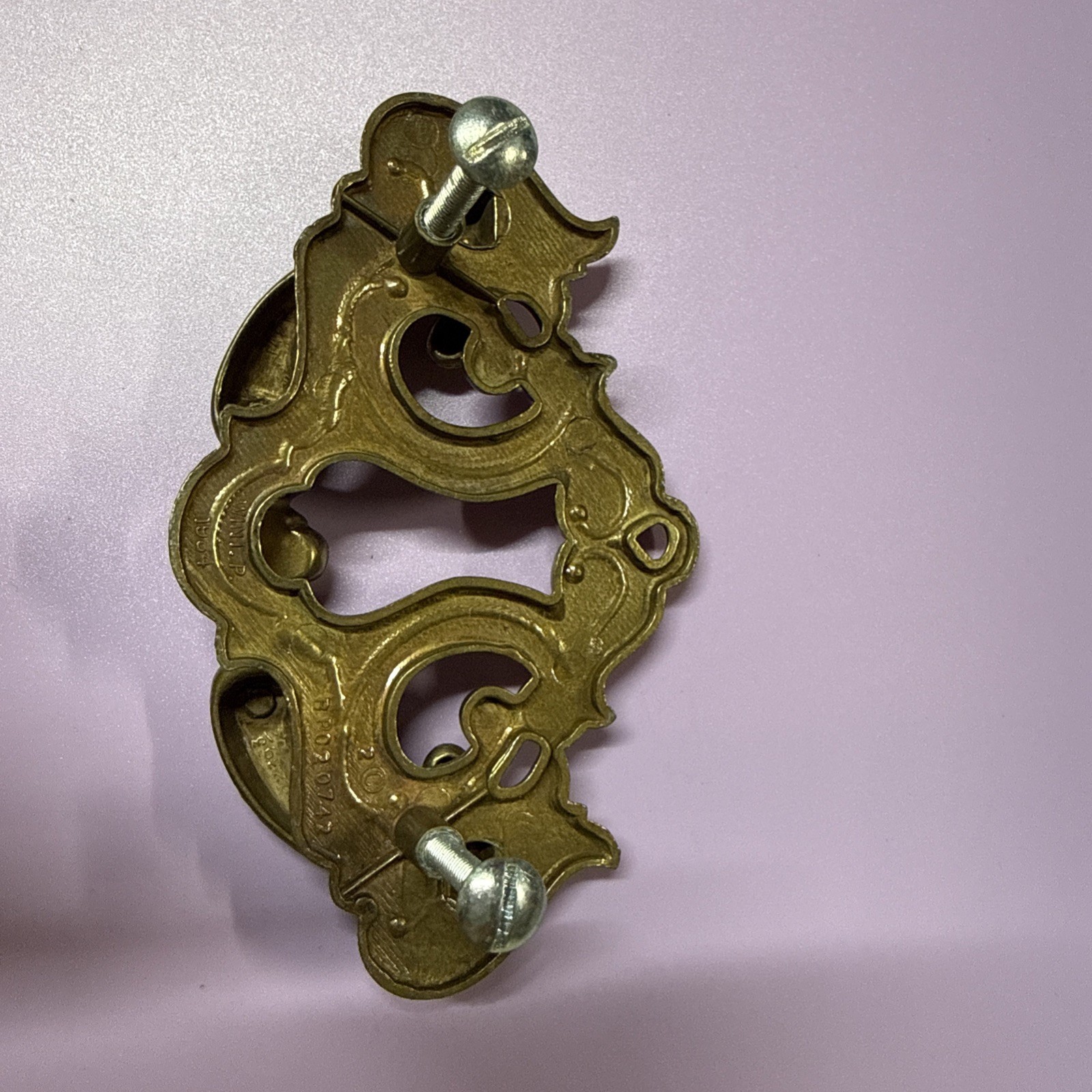 6 Lot Vintage Drawer Pull Brass 1984 Colonial Chippendale Hardware 4 3/4 X 2 3/4