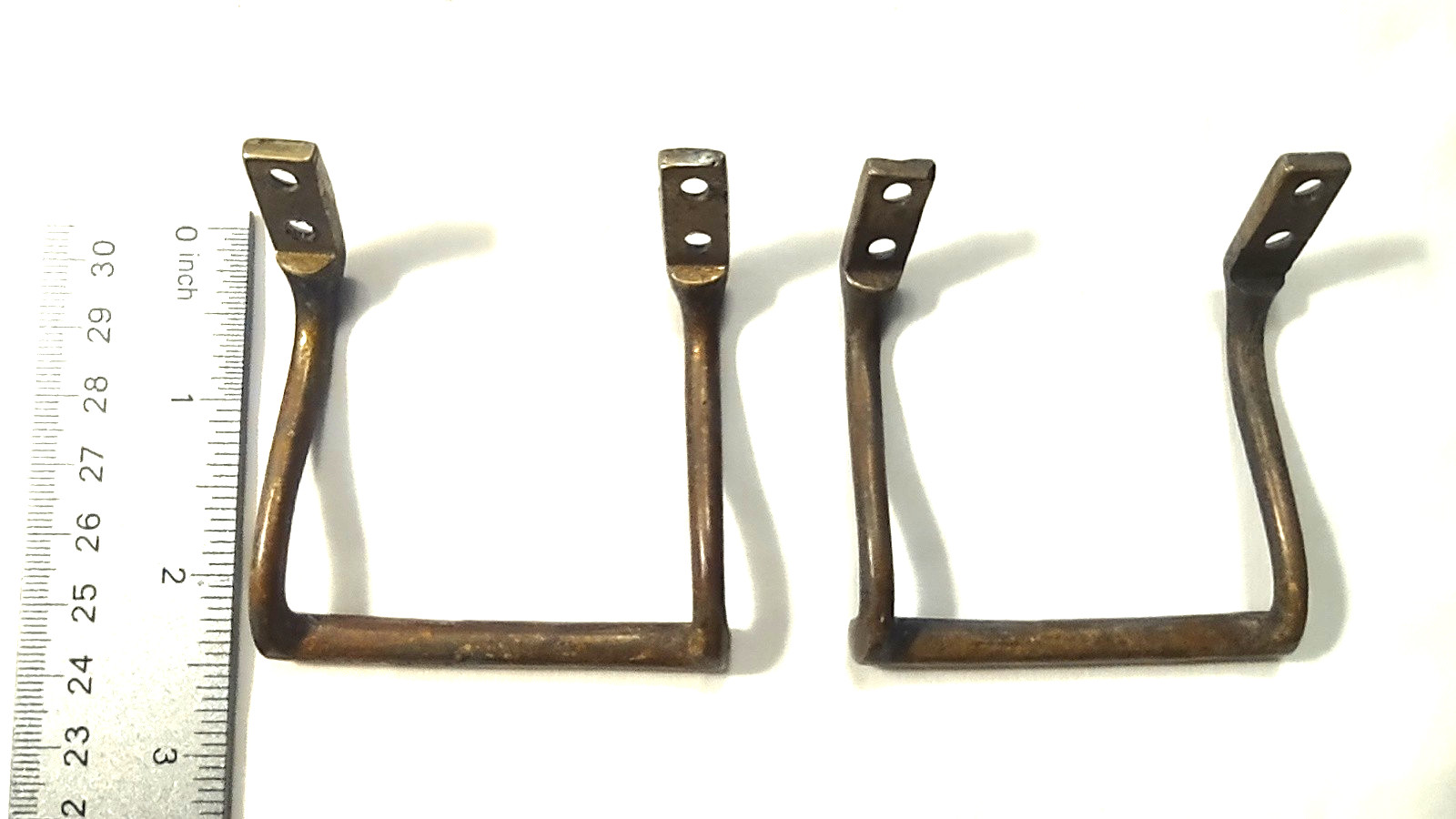 Pair of Vintage Brass Hand Forged Square Handles. 2 1/2″ Unknown Origin.
