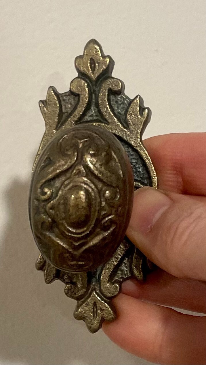 Antique Heavy Brass Drawer Pull Hardware Handle Cabinet Door Knob with backplate