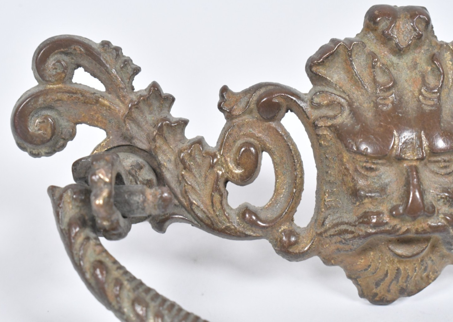 Antique Ornate Brass Drawer Handle Mythological Figure God Face Poseidon Neptune