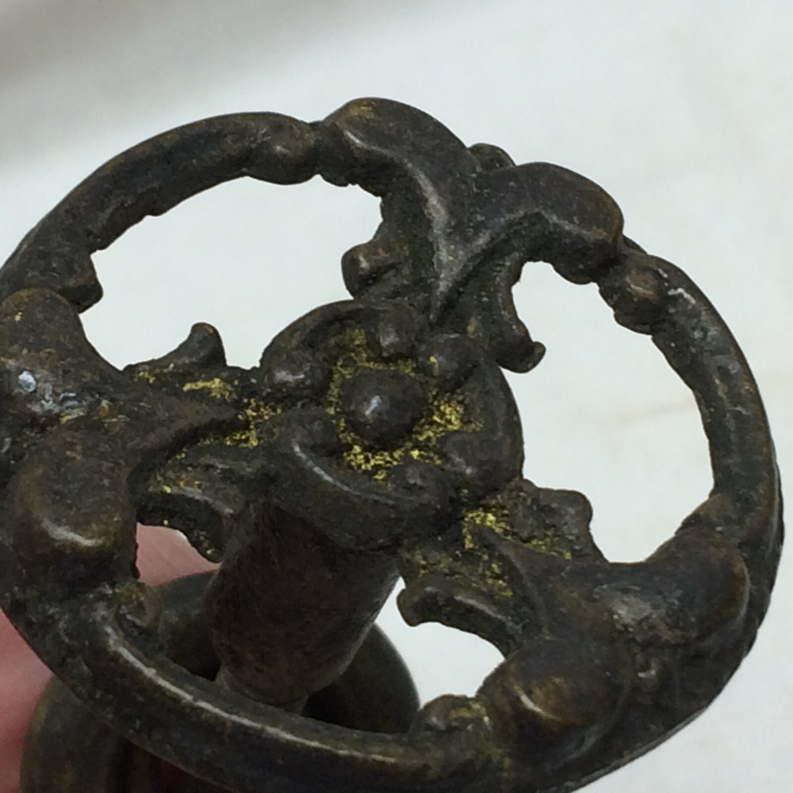 Vintage Drawer Knob Hardware Ornate Flower Design Metal