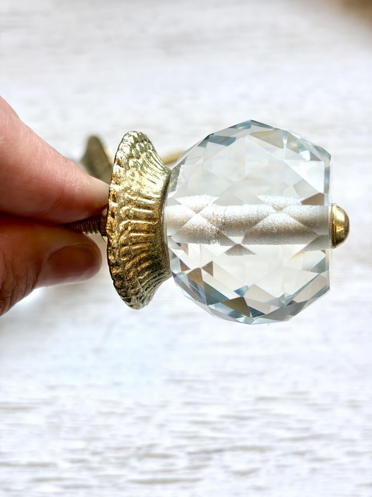 Clear Crystal Glass & Brass Drawer Pulls Vintage Style Cabinet Wardrobe Knobs
