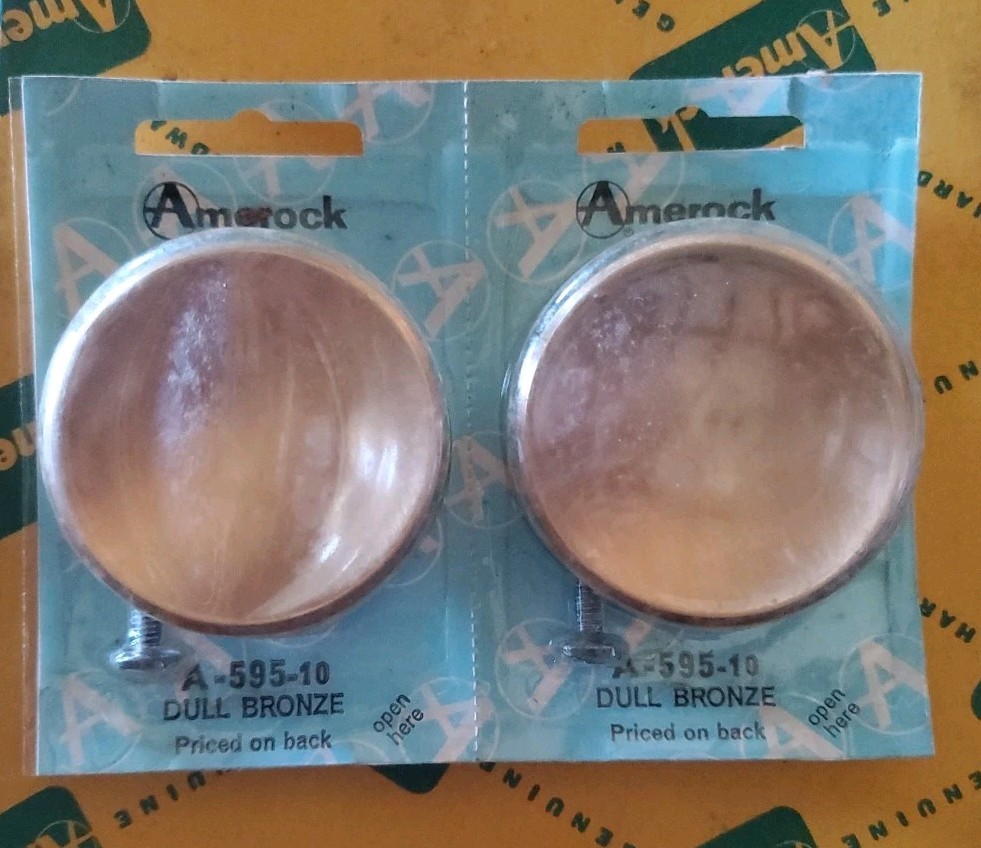 2 Vtg Nos 2″ Dull Bronz Drawer Knobs Concave Face Cabinet Door Amerock A-595-10