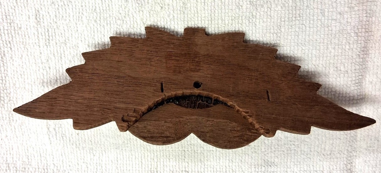 ANTIQUE WALNUT CARVED LEAF AND NUT PATTERN DRAWER, BIN, DOOR, HANDLE