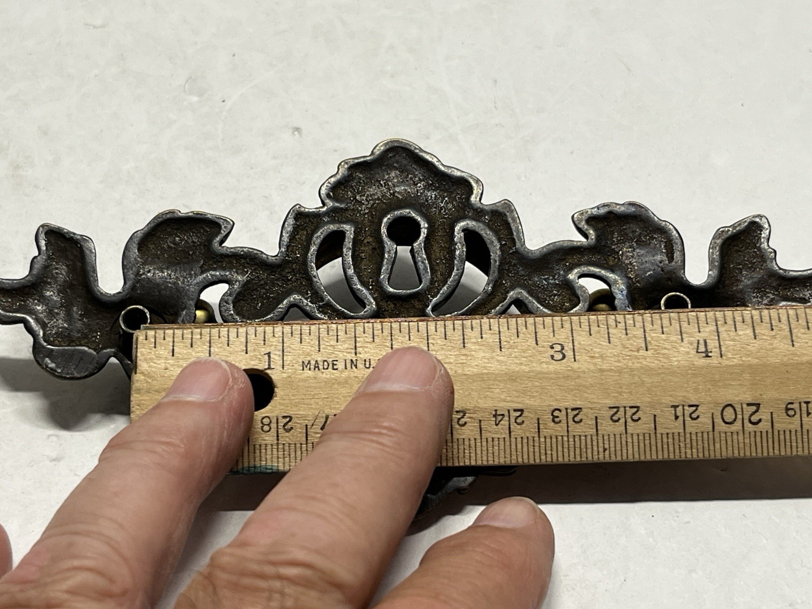 Vintage Lot (2) NOS Heavy Solid Brass Antique Brass Key Hole Drop Bail Pulls