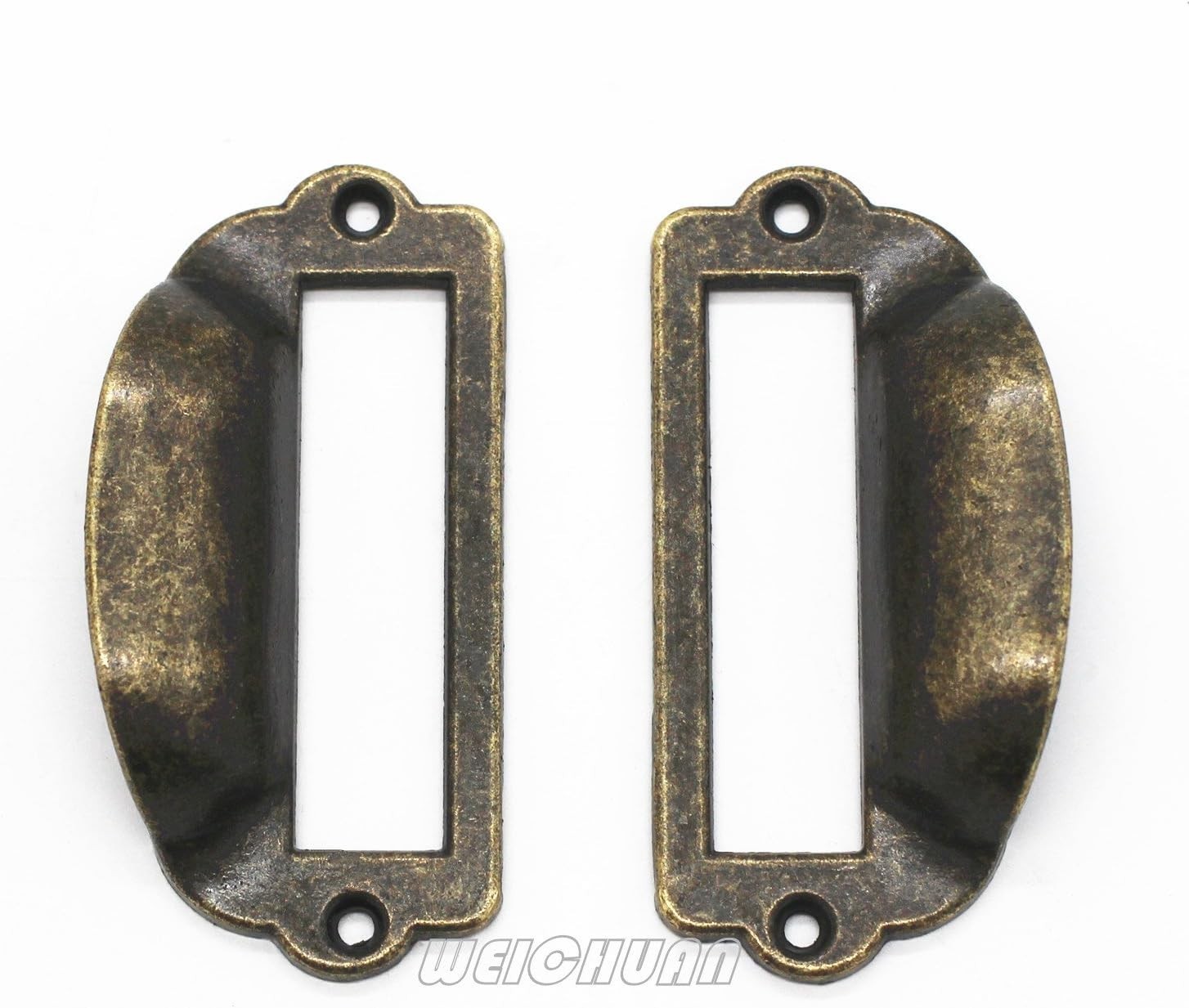 16-Pack Zinc Alloy Antique Bronze Label Frame Drawer Pulls -Vintage