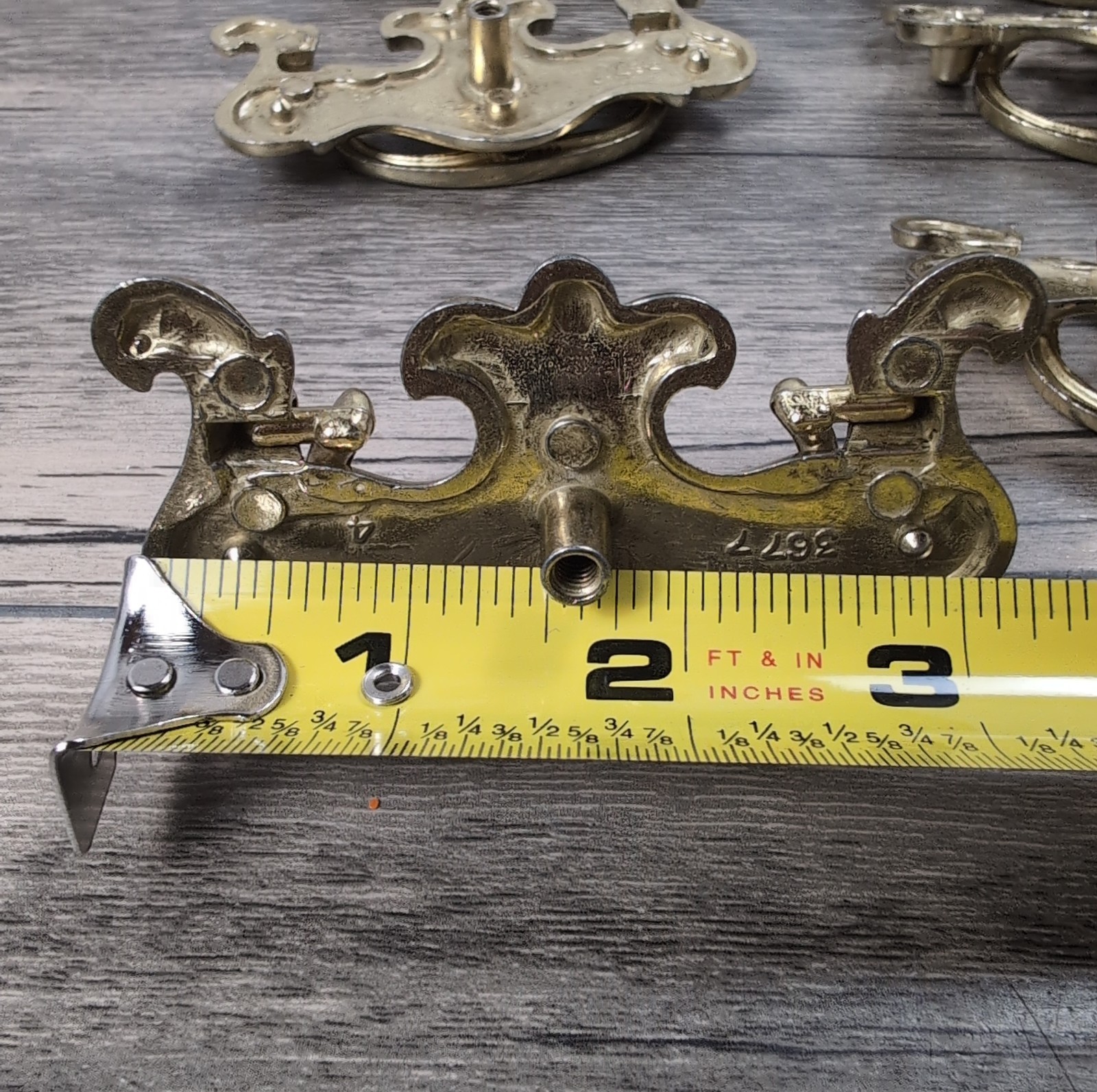 VTG Chippendale Brass Drawer Drop Bail Pull Handles 3-1/4″ Center 10 w/Screws