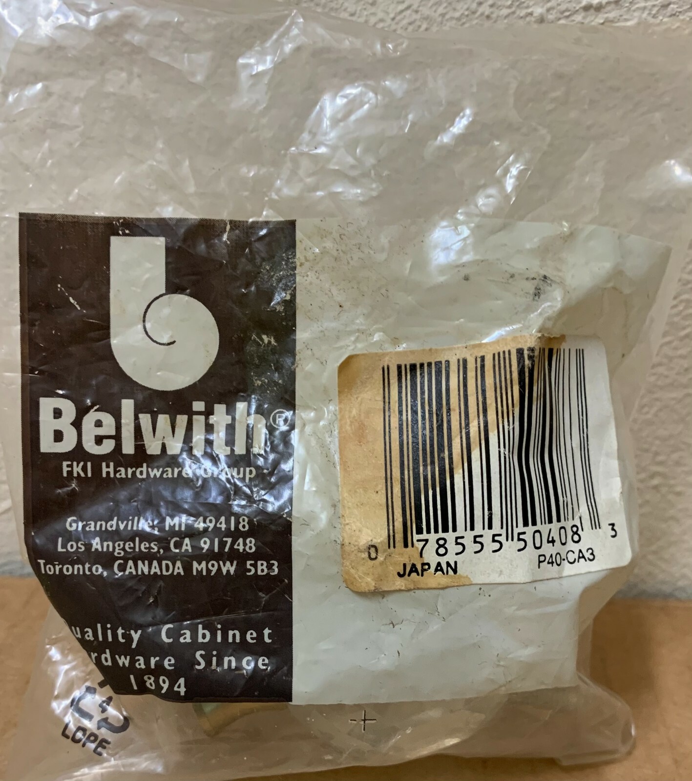 Vintage Belwith Crystal Acrylic Drawer knob faceted round clear brass sealed