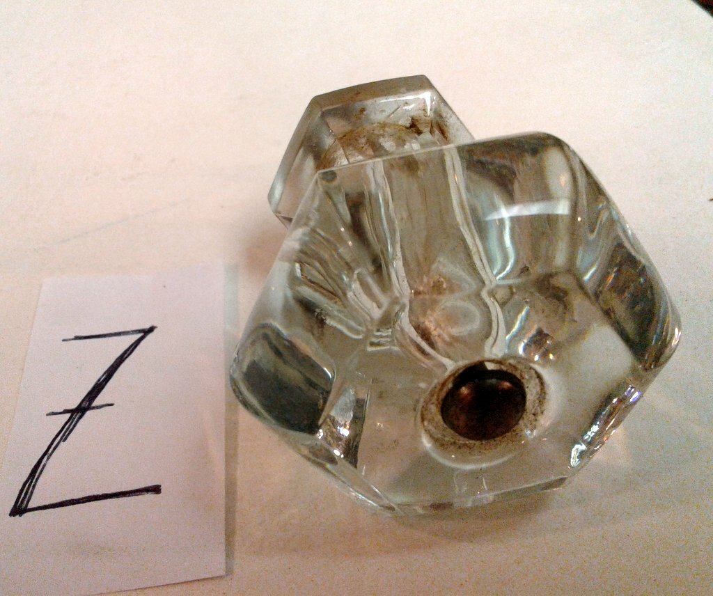 Antique Clear Glass Drawer Knob Pull with Screw 1920 Era