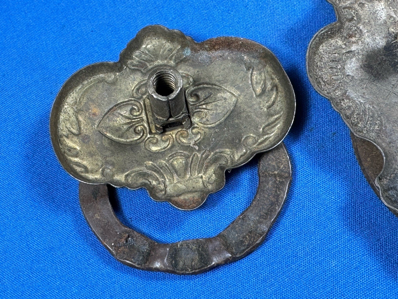 3 Old Drawer Finger Ring PULLS ~ Ea. Different, Salvaged Furniture Hardware