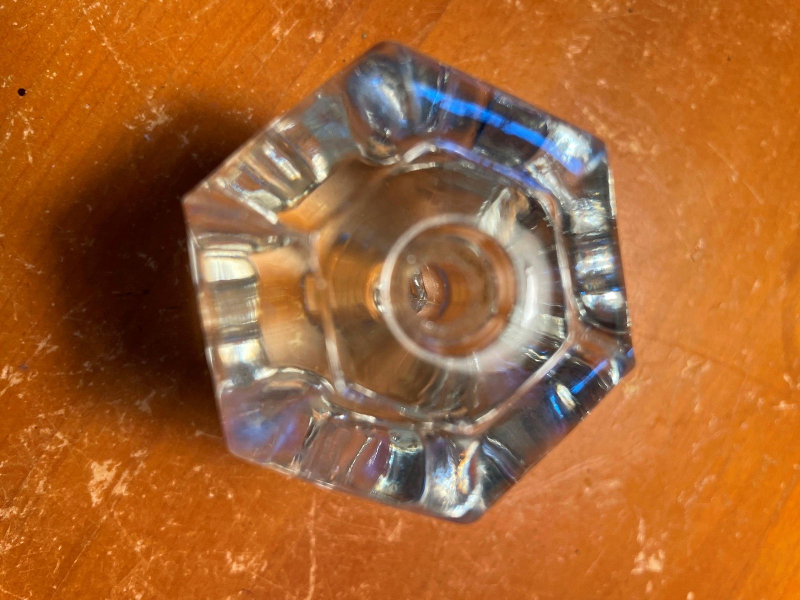 Antique Hexagonal Glass Cabinet Drawer Pull Knob Vintage Furniture Hardware