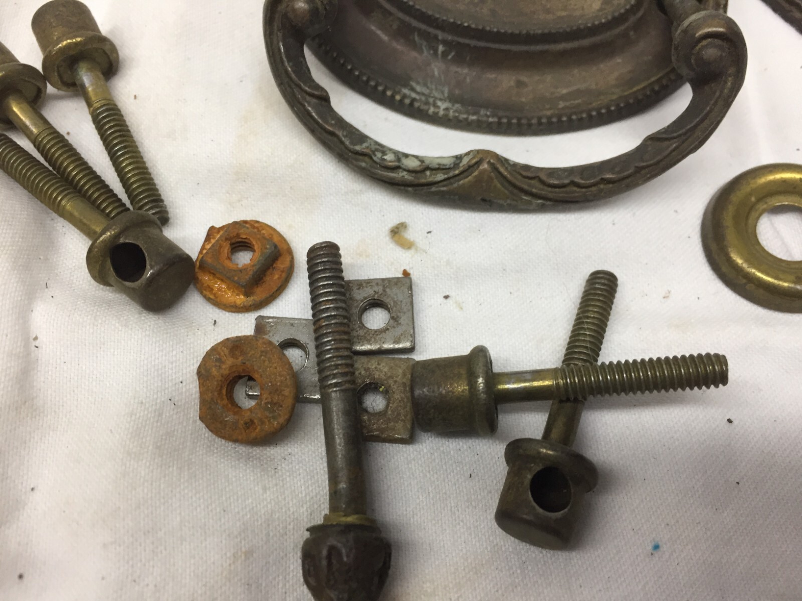 8 Assorted Antique Brass Drawer Pulls Dresser Bail Drop Handles~ 3″ X 1 3/4″
