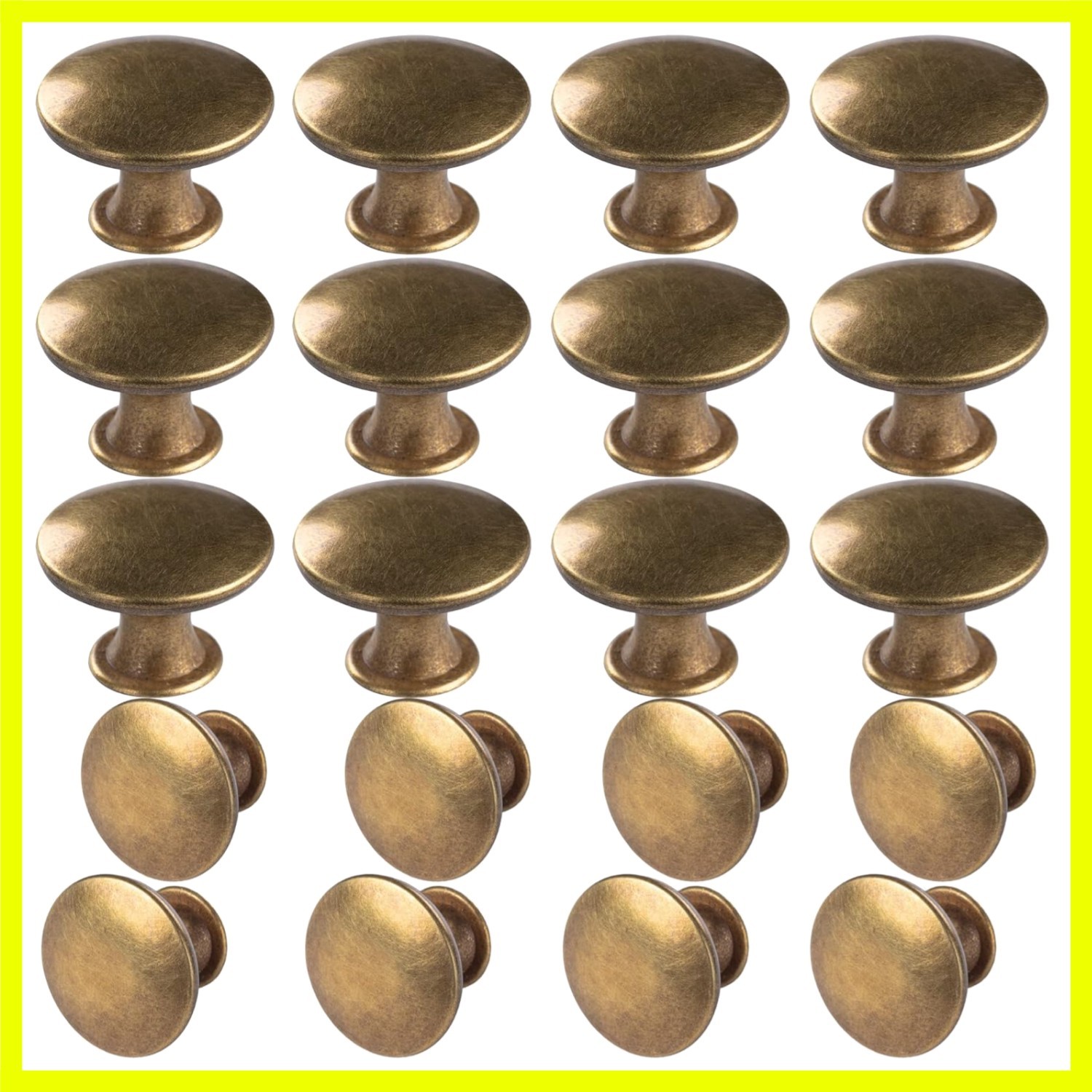 Classic Round Drawer Pulls: 6 Pack Antique Brass Knobs with Versatile Screws