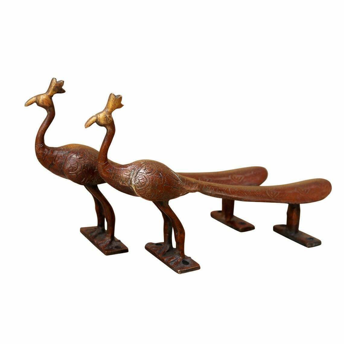 Brass Bird Door Handle Pair Turkey Style Peacock Hotel Pull Door Hardware GTX