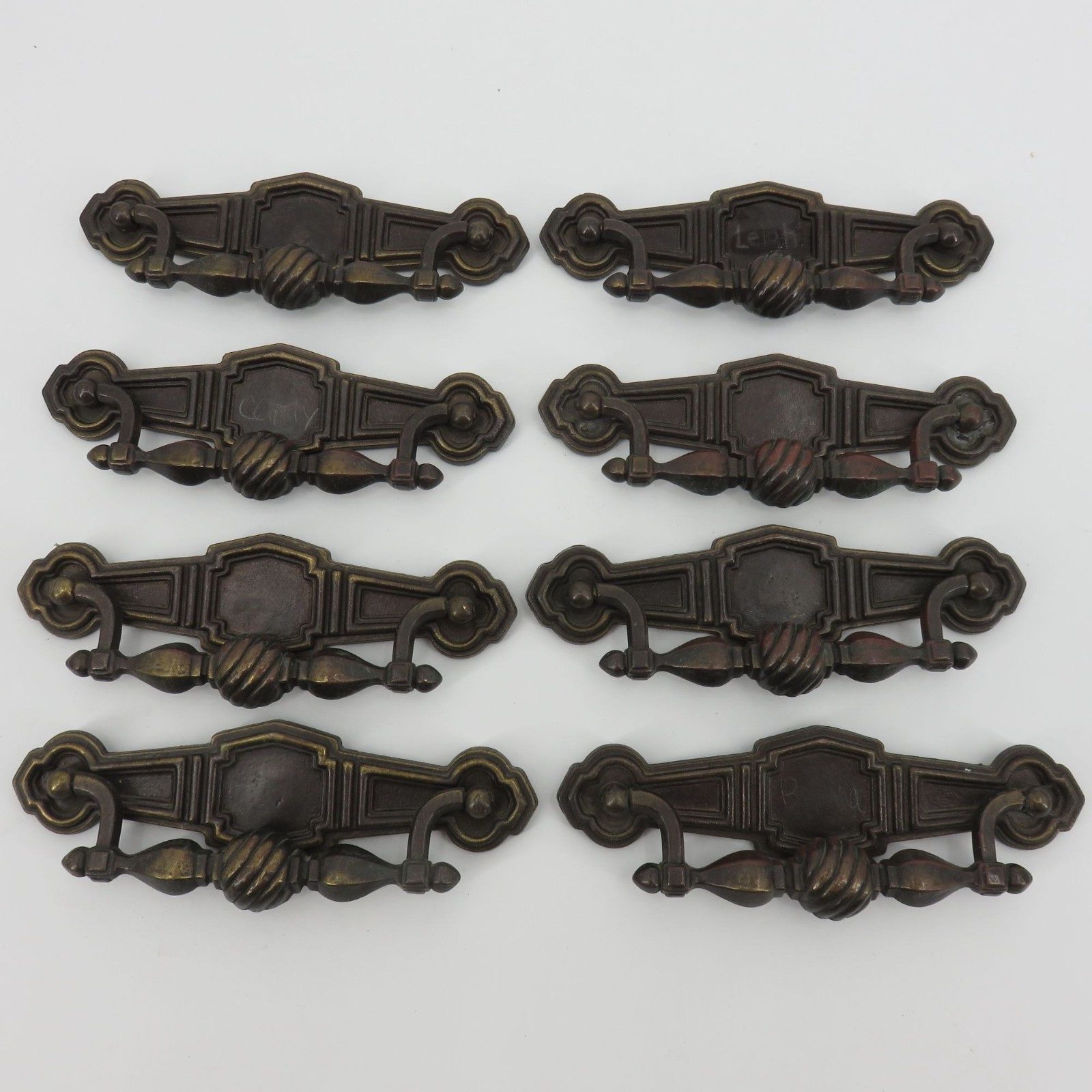 VTG Keeler Brass Co KBC Lot of 8 Metal Drawer Pull Swirl Ball N-3115 Colonial
