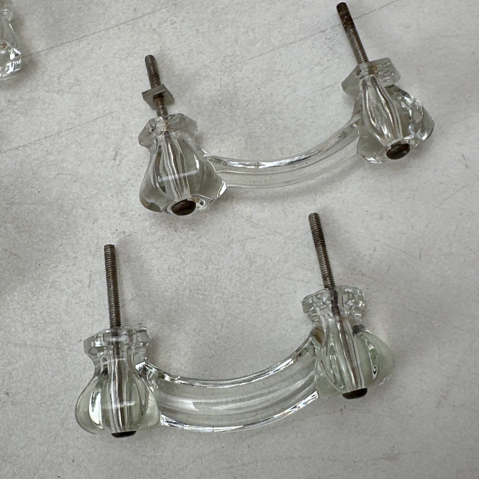 Lot of 9 Vintage Glass Drawer Pulls 8 Handles 1 Knob Different Styles As Is