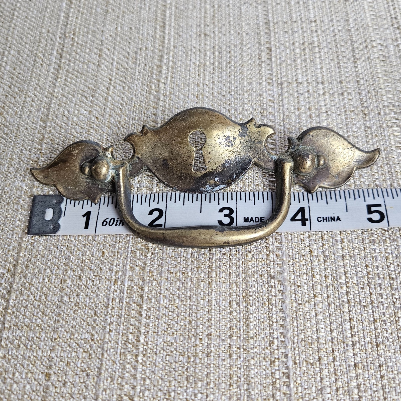Keeler Brass Drawer Pulls Set 4 Keyhole Bail Handles Vintage Ornate 5″