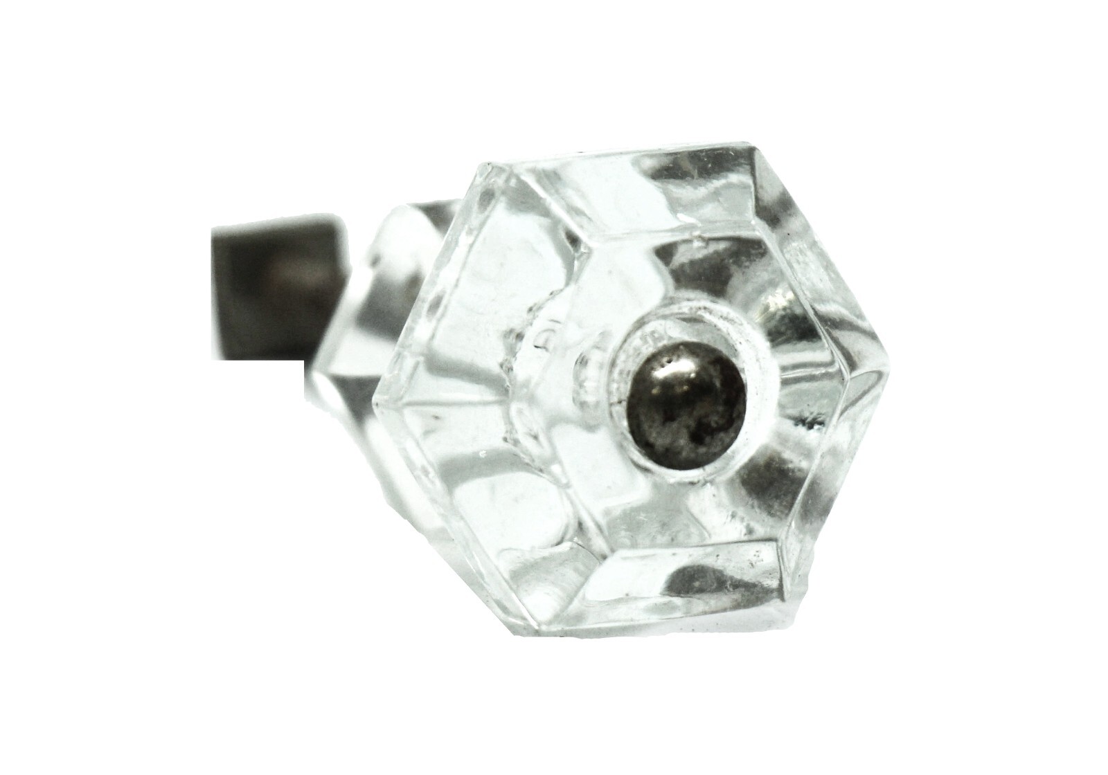 Vintage Clear Hexagon Gem Cut Glass Drawer Cabinet Knob