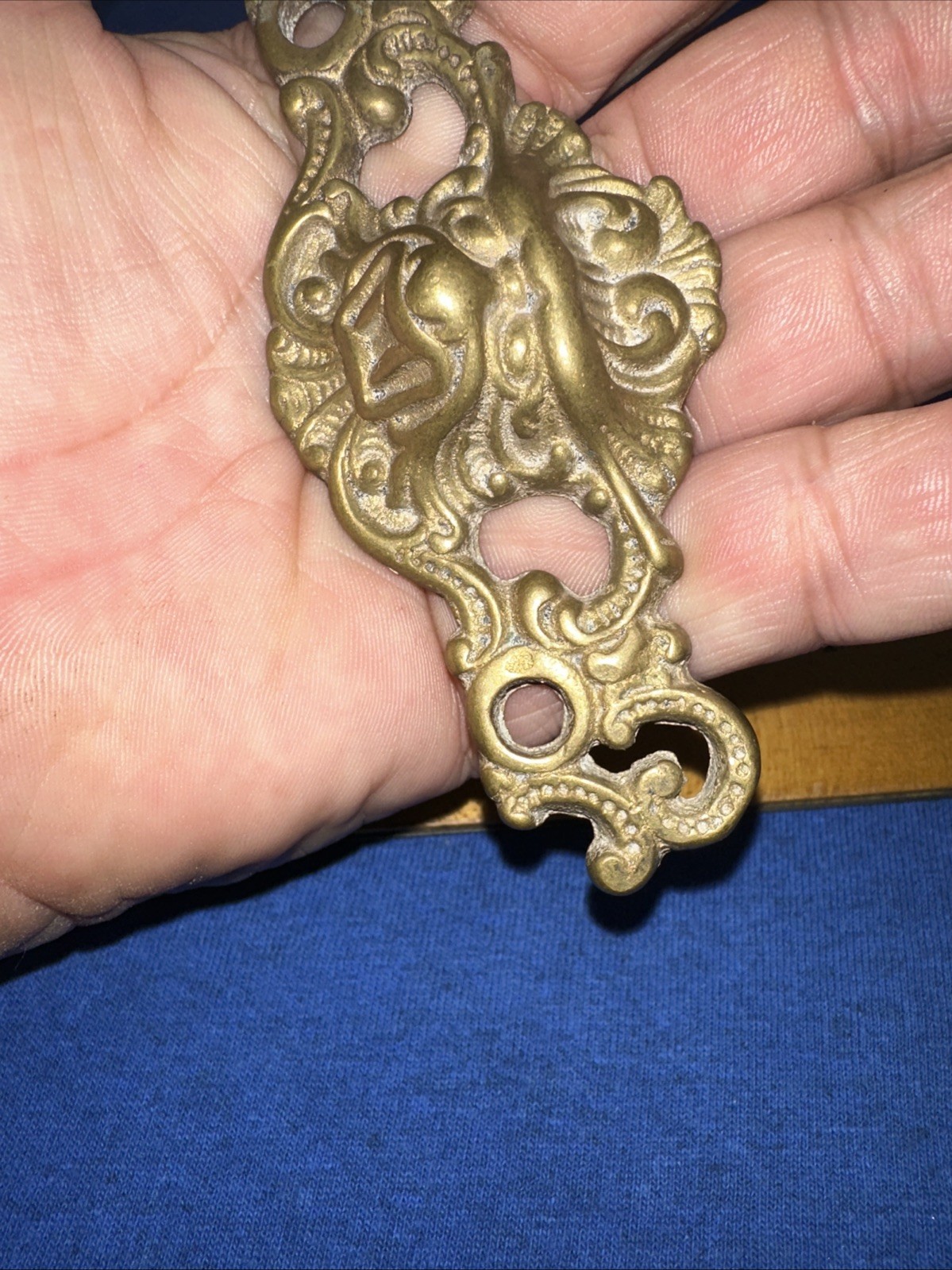 Vintage Brass Drawer Pull, cabinet Handle. Gargoyle Face Rare!! Antique