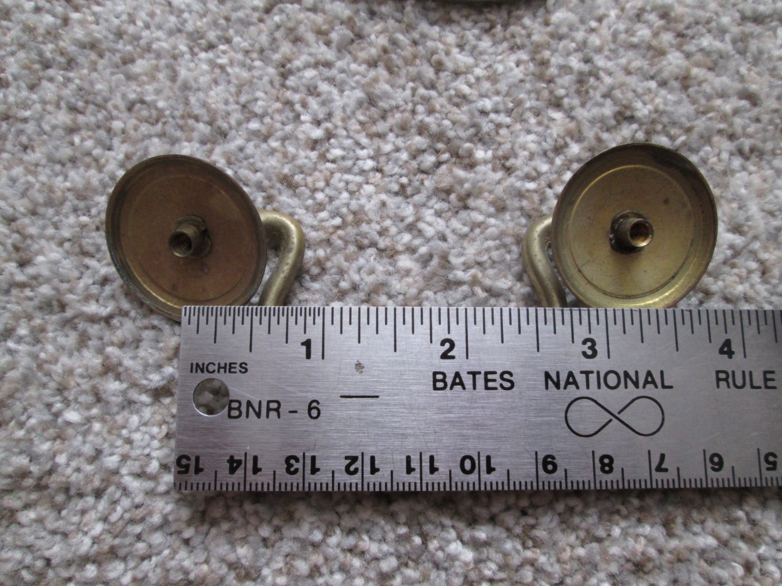 Vintage 5 dresser drop bail pulls solid brass 2.5” wide 3” center A610
