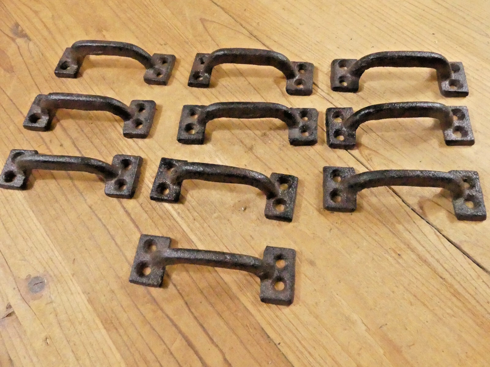 10 CAST IRON HANDLES RUSTIC DRAWER PULLS SMALL 3 5/8″ LONG KITCHEN WINDOW DOOR