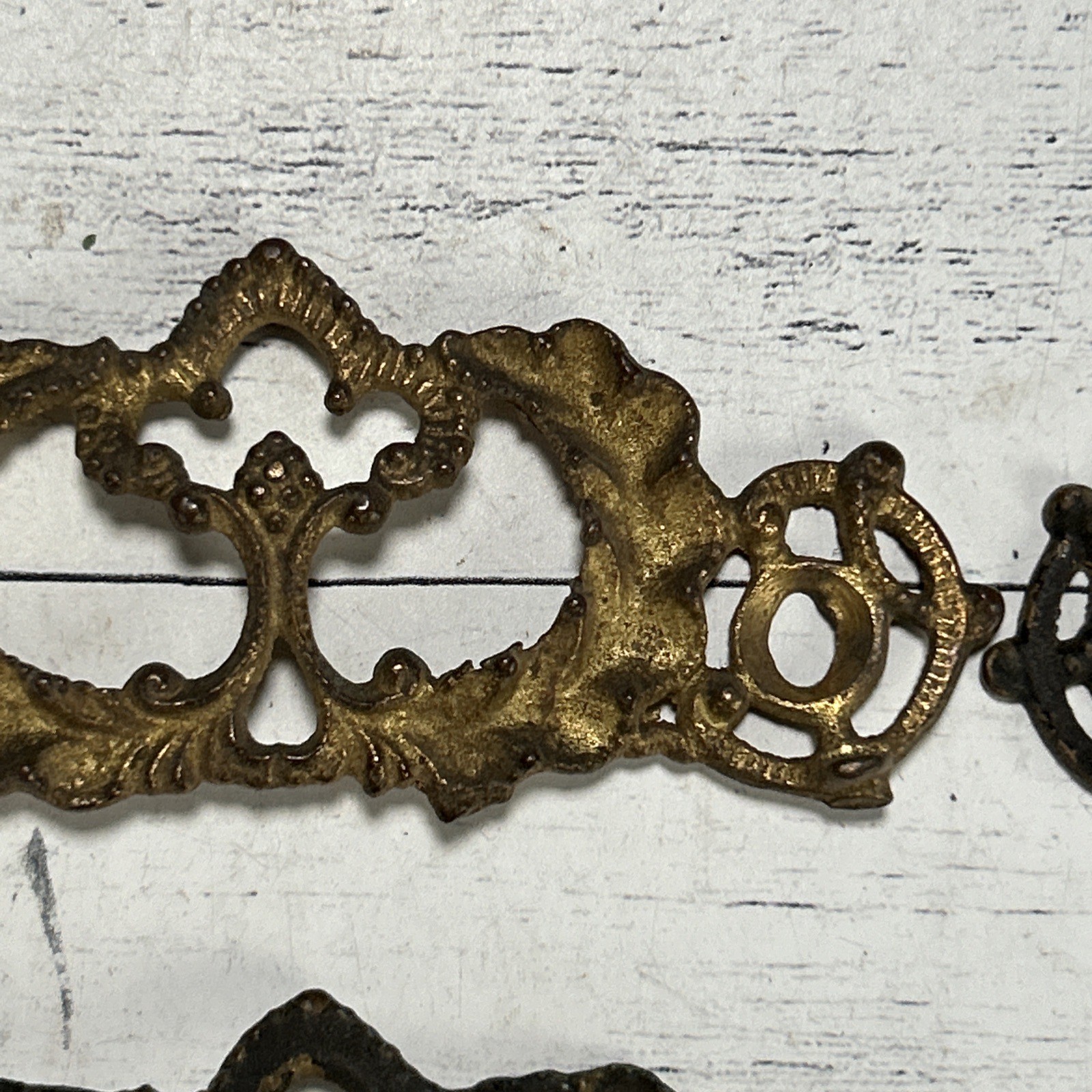 Antique Victorian Drawer Pull Backplates Lot 1890s Ornate Rococo French Prov