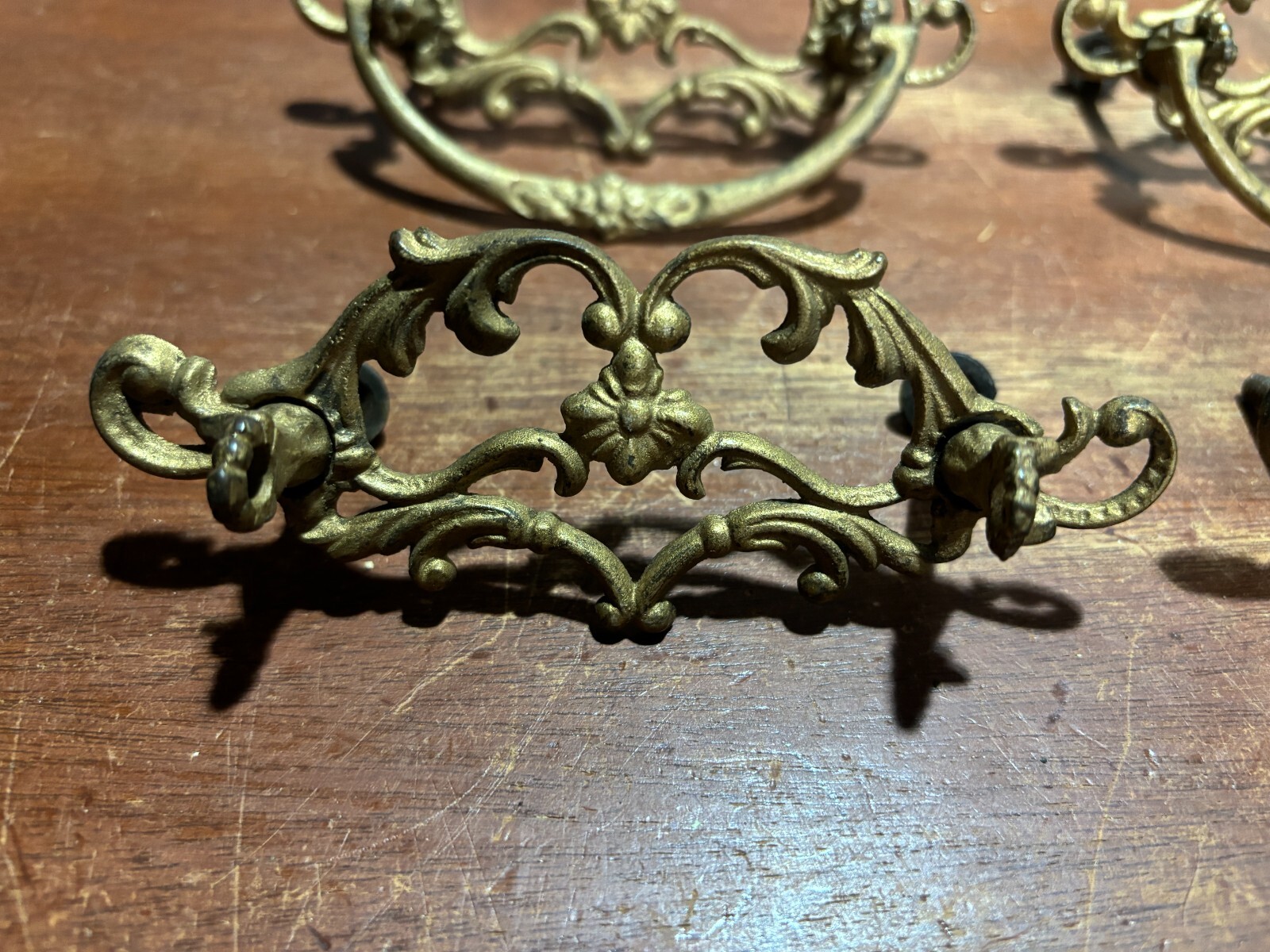 2 Vintage Antique Ornate Fancy Drop Bail Drawer Pulls & some parts. 3 inch CTC