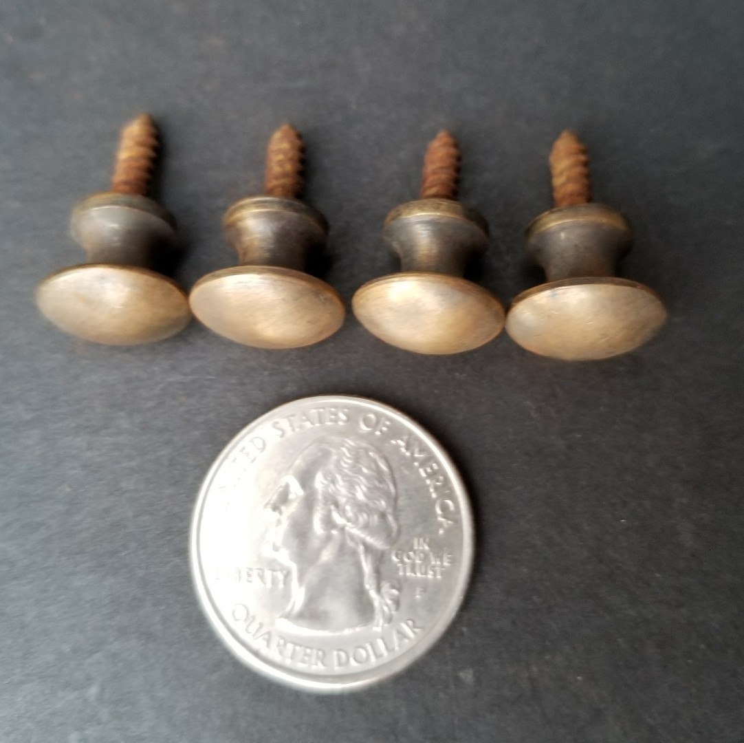 4 Solid Brass VERY SMALL Stacking Barrister Bookcase 7/16″ Knobs drawer Pulls #K