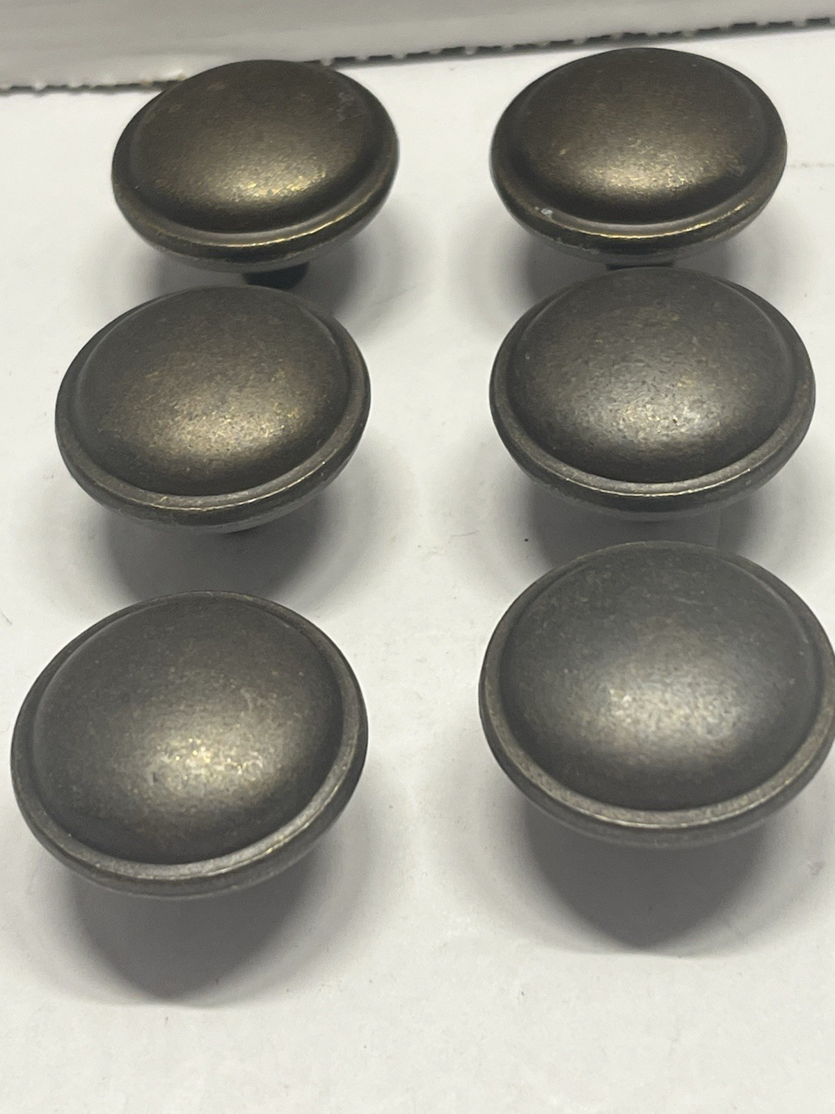 Vintage Lot (6) NOS KBC Heavy Round Dark Antique Bronze Drawer/Cabinet Knobs