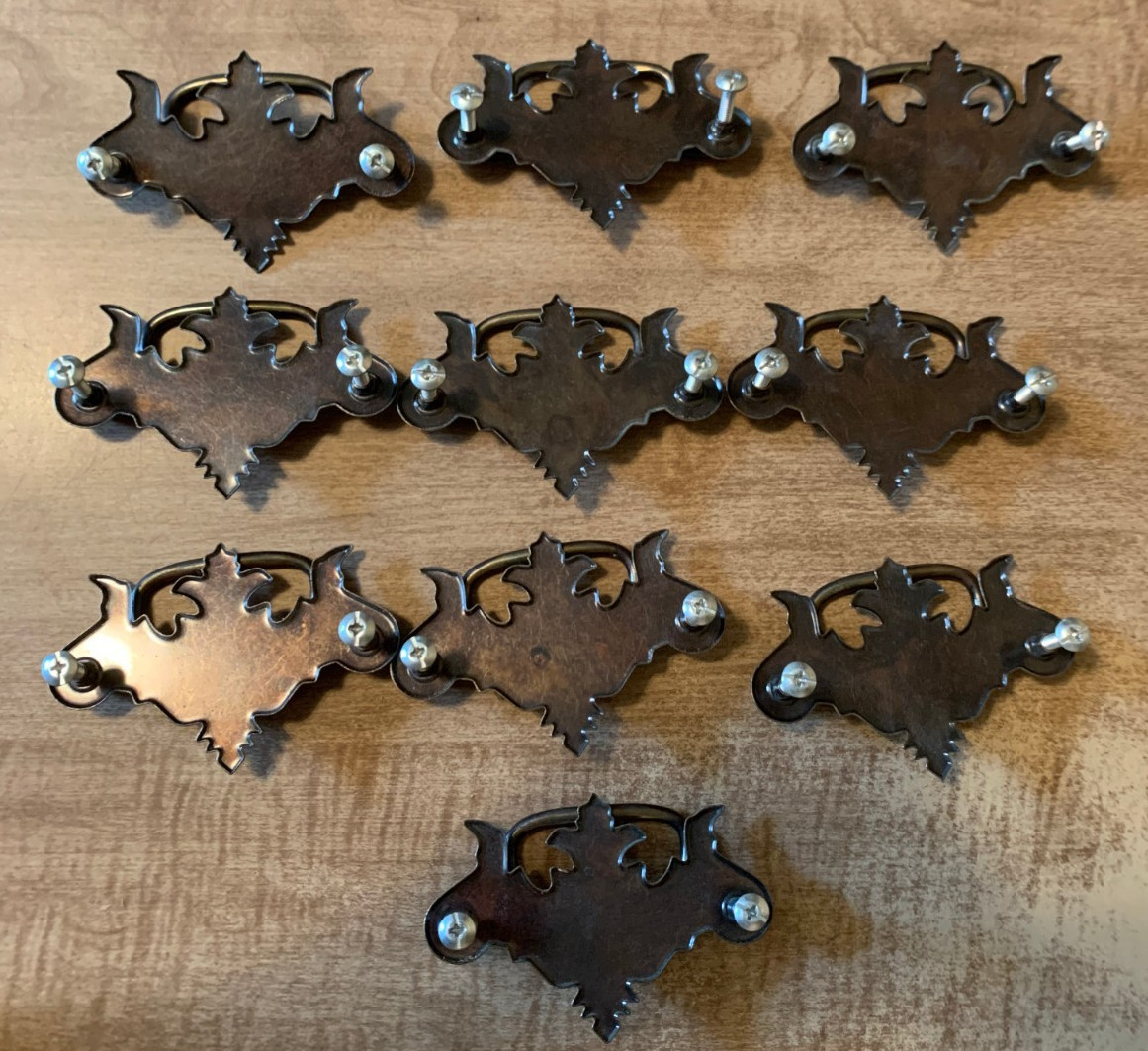 10 Vintage Pull Handles 3″ Screw Center 3-3/4″ Wide 2-3/8″ Tall 1″ Length Screw