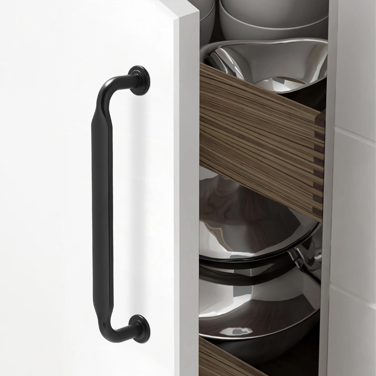 10 Pack Matte Black Cabinet Pulls 5 Inch(128mm) Hole Centers Kitchen Cabinet …